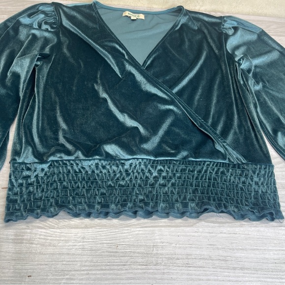 Rockin C Velvet Wrap Long Sleeve Top Velour Western Cowgirl Women’s size Large - Picture 5 of 12